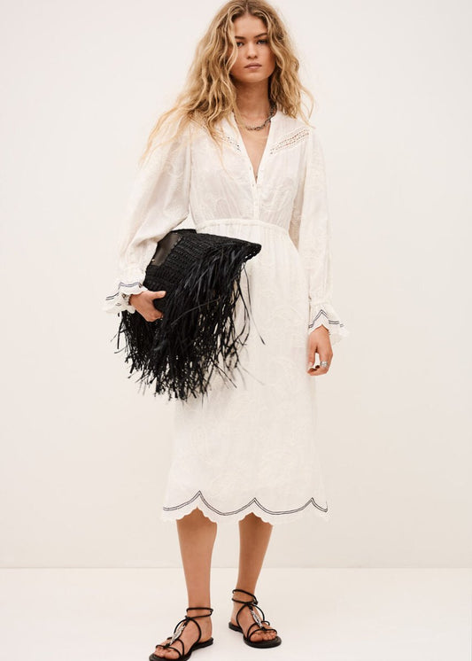 Prisco Midi Dress in Ecru from BA&SH at Edito boutique