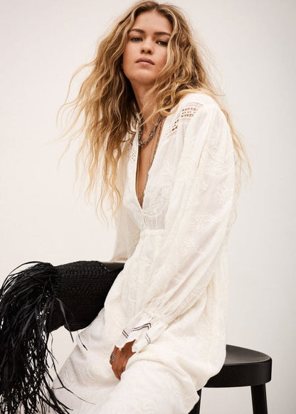 Prisco Midi Dress in Ecru from BA&SH at Edito boutique