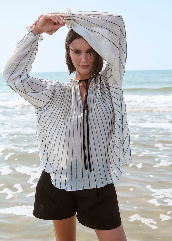 Radial Knitted Blouse in Ecru from SITA MURT at Edito Boutique