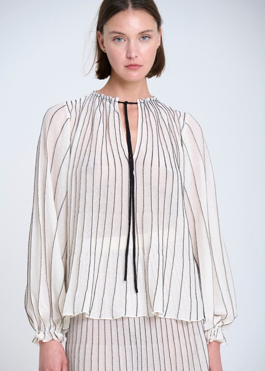 Radial Knitted Blouse in Ecru from SITA MURT at Edito Boutique