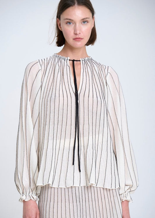 Radial Knitted Blouse in Ecru from SITA MURT at Edito Boutique