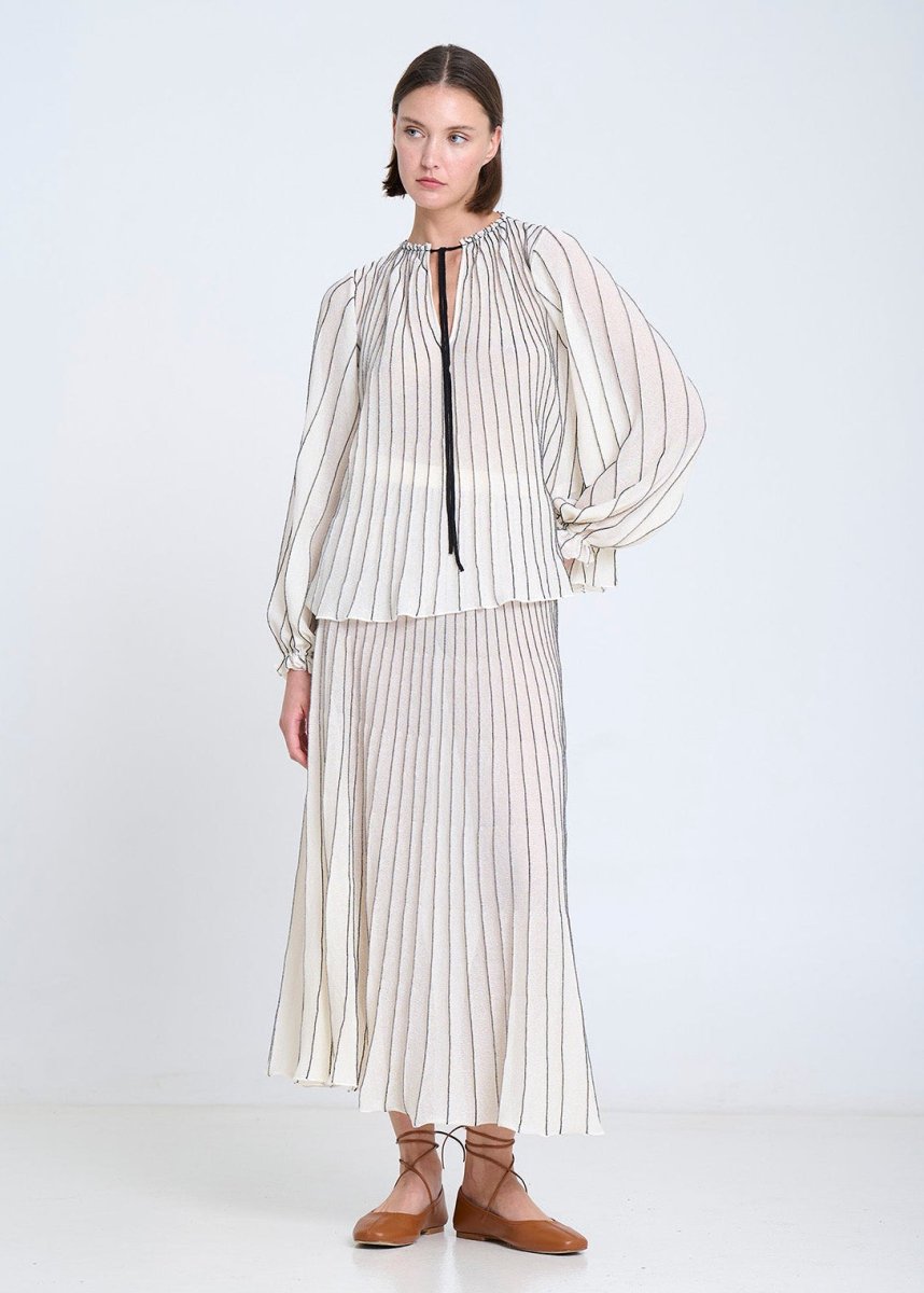 Radial Knitted Blouse in Ecru from SITA MURT at Edito Boutique