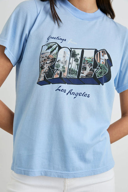 Rails Boyfriend Tee LA Postcard in Blue