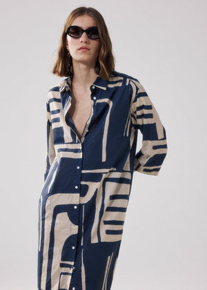 Reflection Dress in Beige/Blue from HARTFORD at Edito boutique
