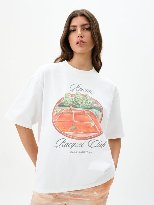 Roame T-Shirt in White Raquette Club Print