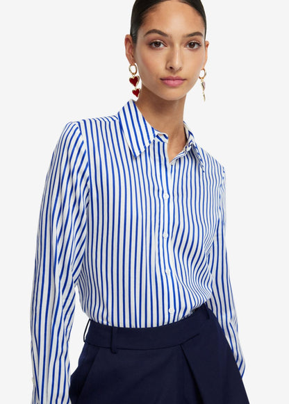 Rosaline Striped Shirt in Navy from LEO LIN at Edito boutique