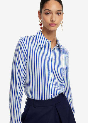 Rosaline Striped Shirt in Navy from LEO LIN at Edito boutique