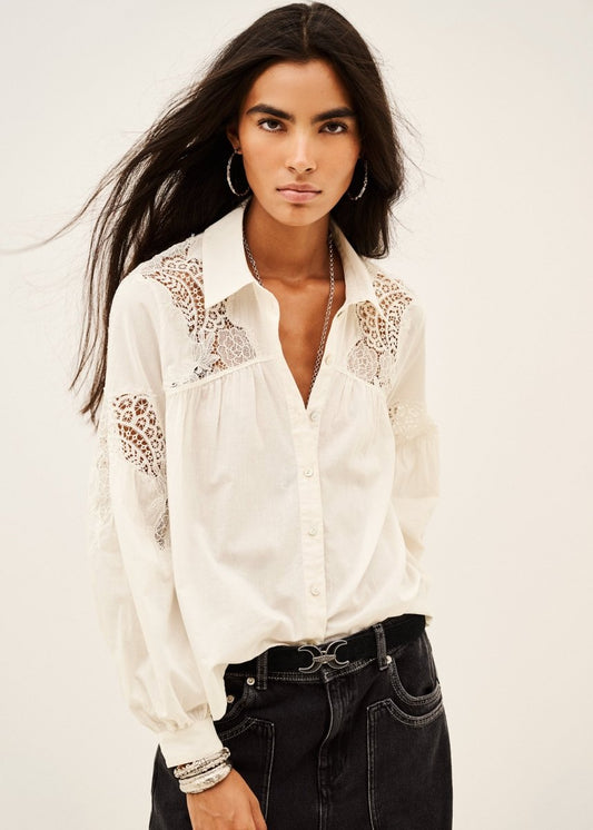 Roseanne Lace Shirt in Ecru from BA&SH at Edito Boutique