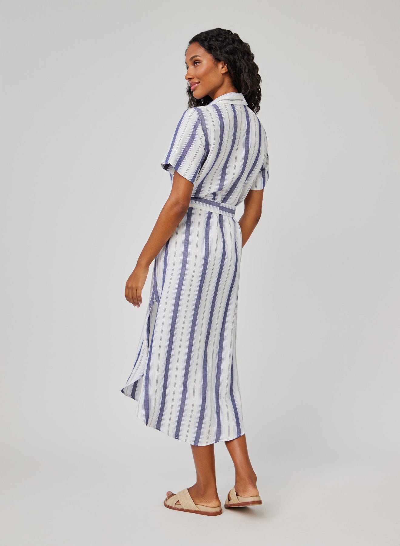 Rounded Hem Maxi Shirt Dress in Coastal Ombre Stripe From Bella Dahl