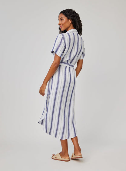 Rounded Hem Maxi Shirt Dress in Coastal Ombre Stripe From Bella Dahl