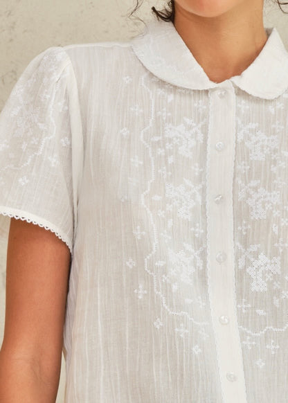 Ruby Embroidered Top in Ecru from M.A.B.E at Edito boutique