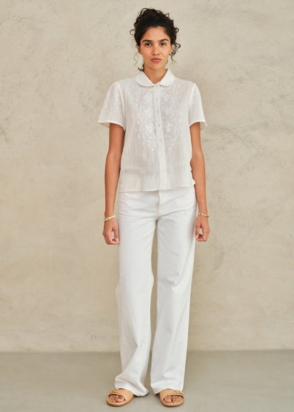 Ruby Embroidered Top in Ecru from M.A.B.E at Edito boutique
