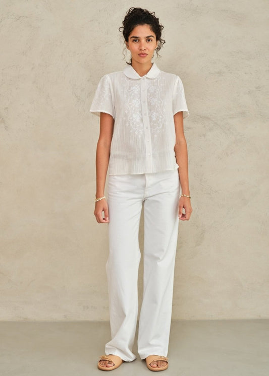 Ruby Embroidered Top in Ecru from M.A.B.E at Edito boutique