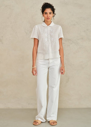 Ruby Embroidered Top in Ecru from M.A.B.E at Edito boutique