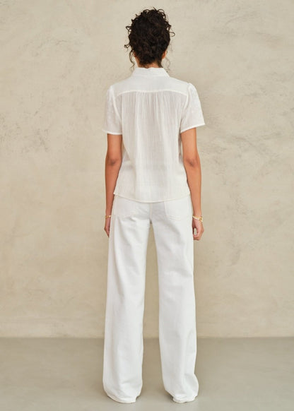 Ruby Embroidered Top in Ecru from M.A.B.E at Edito boutique