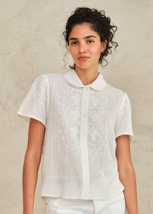 Ruby Embroidered Top in Ecru from M.A.B.E at Edito boutique