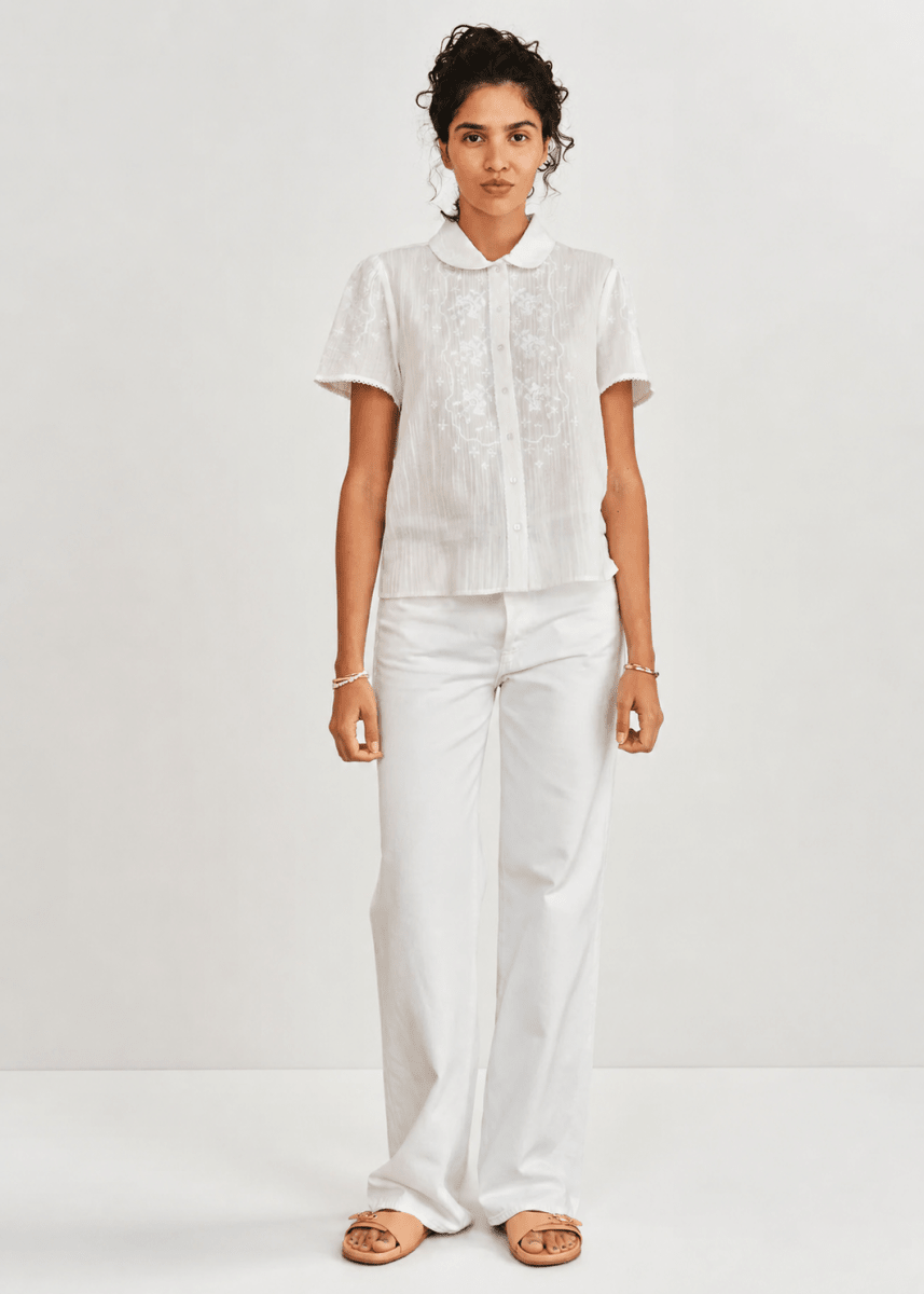 Ruby Short Sleeve Top in Ecru from M.A.B.E at Edito Boutique