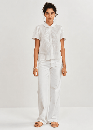 Ruby Short Sleeve Top in Ecru from M.A.B.E at Edito Boutique