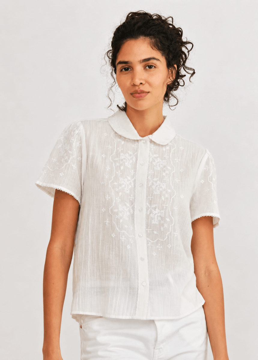 Ruby Short Sleeve Top in Ecru from M.A.B.E at Edito Boutique