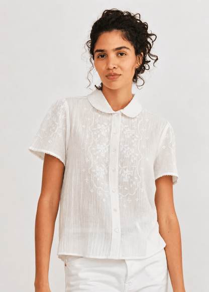 Ruby Short Sleeve Top in Ecru from M.A.B.E at Edito Boutique