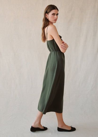 Ruffle Cami Midi Dress in Forest from BELLA DAHL at Edito boutique