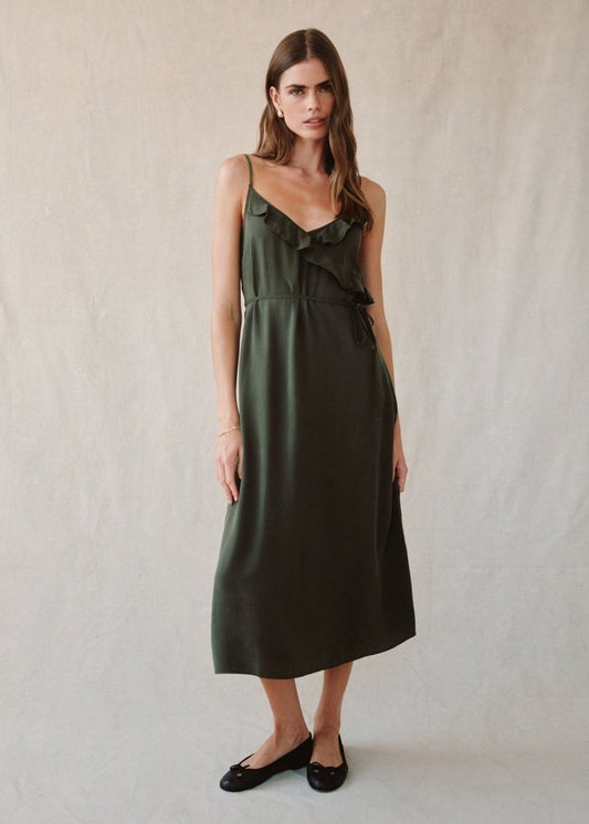 Ruffle Cami Midi Dress in Forest from BELLA DAHL at Edito boutique