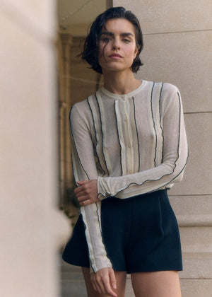 Ruffles Cardigan in Ecru/Black from SITA MURT at Edito boutique
