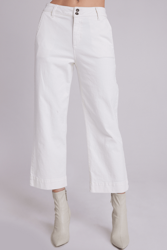 Saige Wide Leg Crop Pant in White from BELLA DAHL at Edito boutique