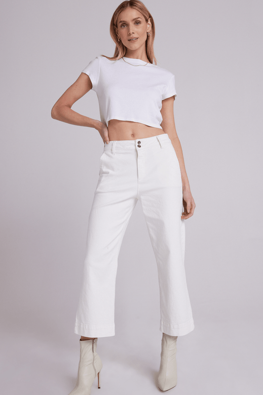 Saige Wide Leg Crop Pant in White from BELLA DAHL at Edito boutique