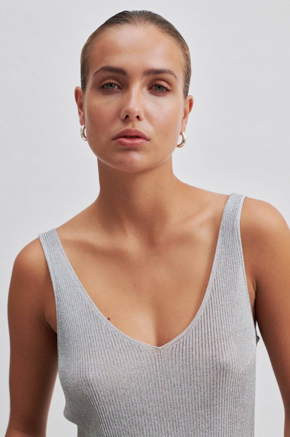 Second Female Ellia Knit Tank in Silver