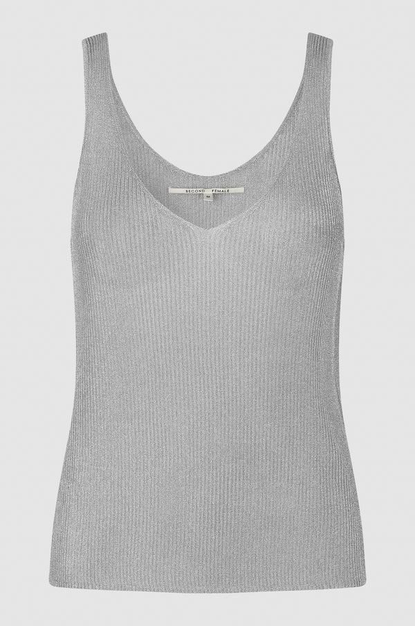 Second Female Ellia Knit Tank in Silver