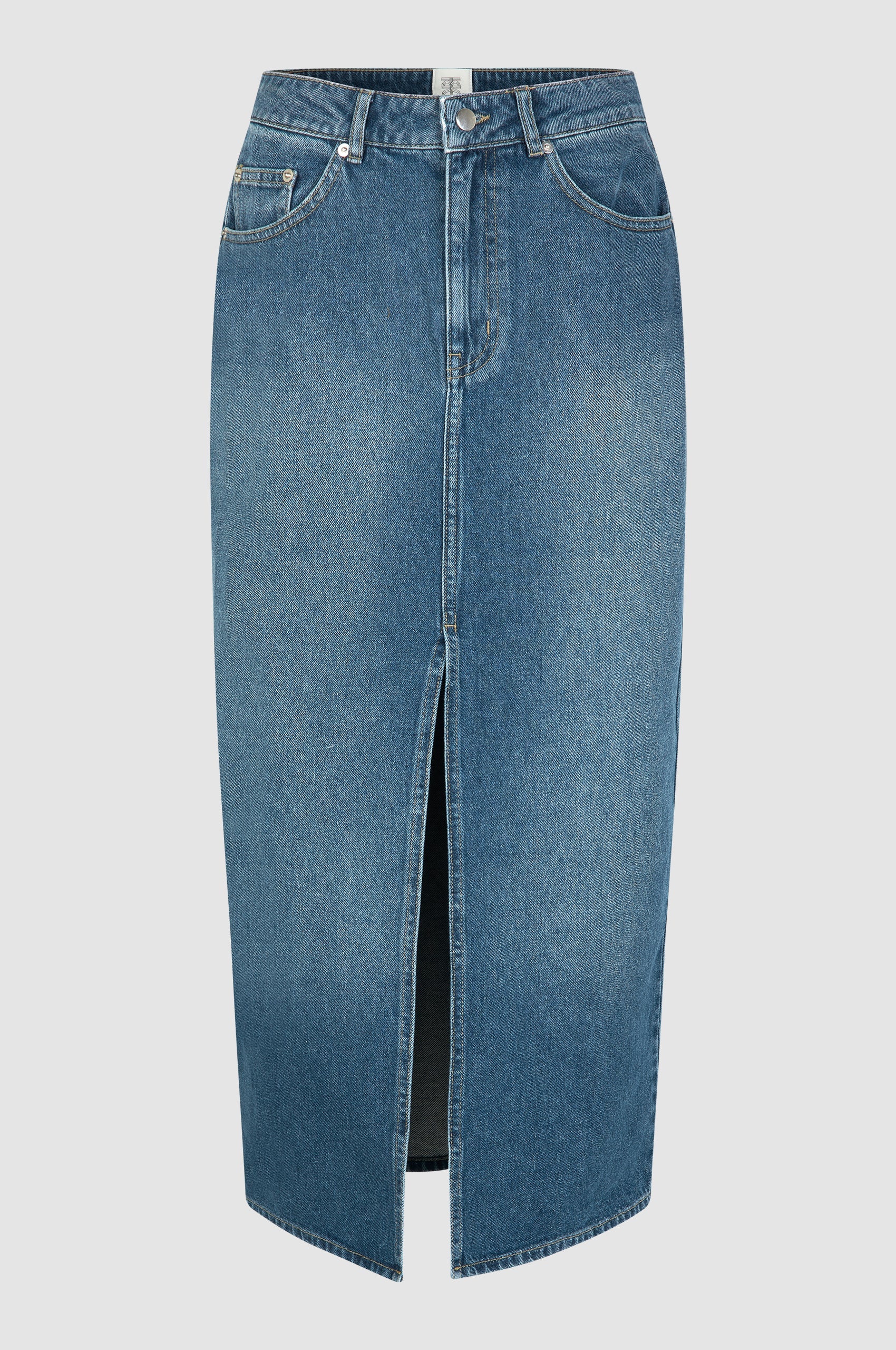 Second Female Kylie Skirt in blue denim at Edito boutique