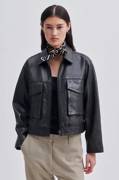 Second Female Lato Jacket in Black Leather