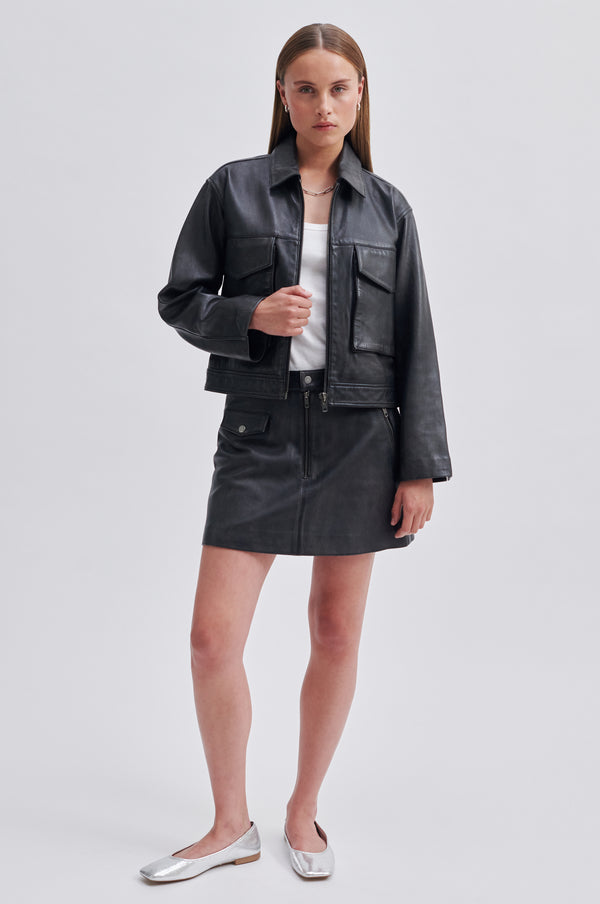 Second Female Lato Jacket in Black Leather