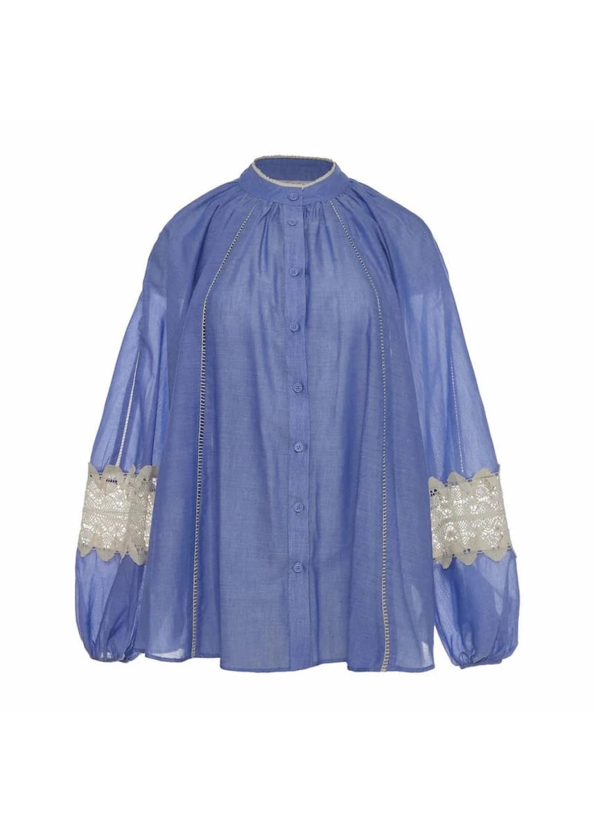Secret Lace Blouse in Blue from DEVOTION TWINS at Edito Boutique
