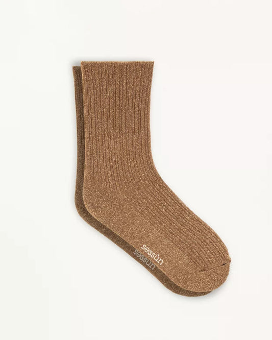 Sessun Sokini Lurex Socks in Stone