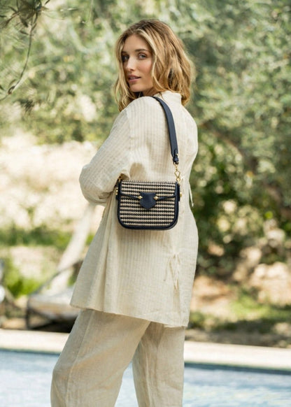 Sevres Braided Shoulder Bag in Navy from POURCHET at Edito Boutique