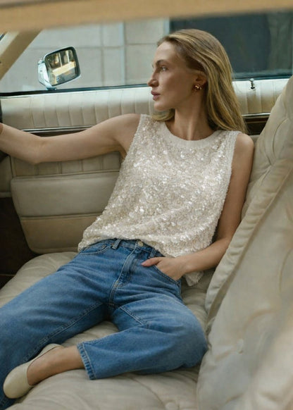 Shiny Top in Tofu from SECOND FEMALE at Edito boutique