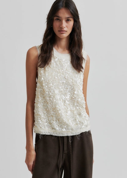 Shiny Top in Tofu from SECOND FEMALE at Edito boutique