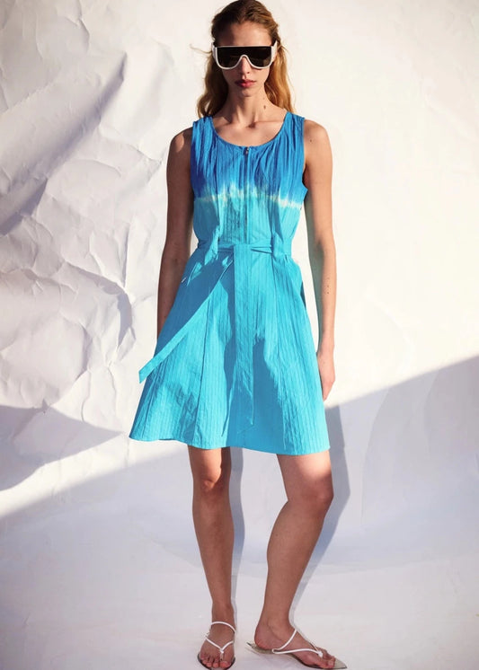 Singlet Zip Mini Dress in Turquoise from LUUDA at Edito Boutique