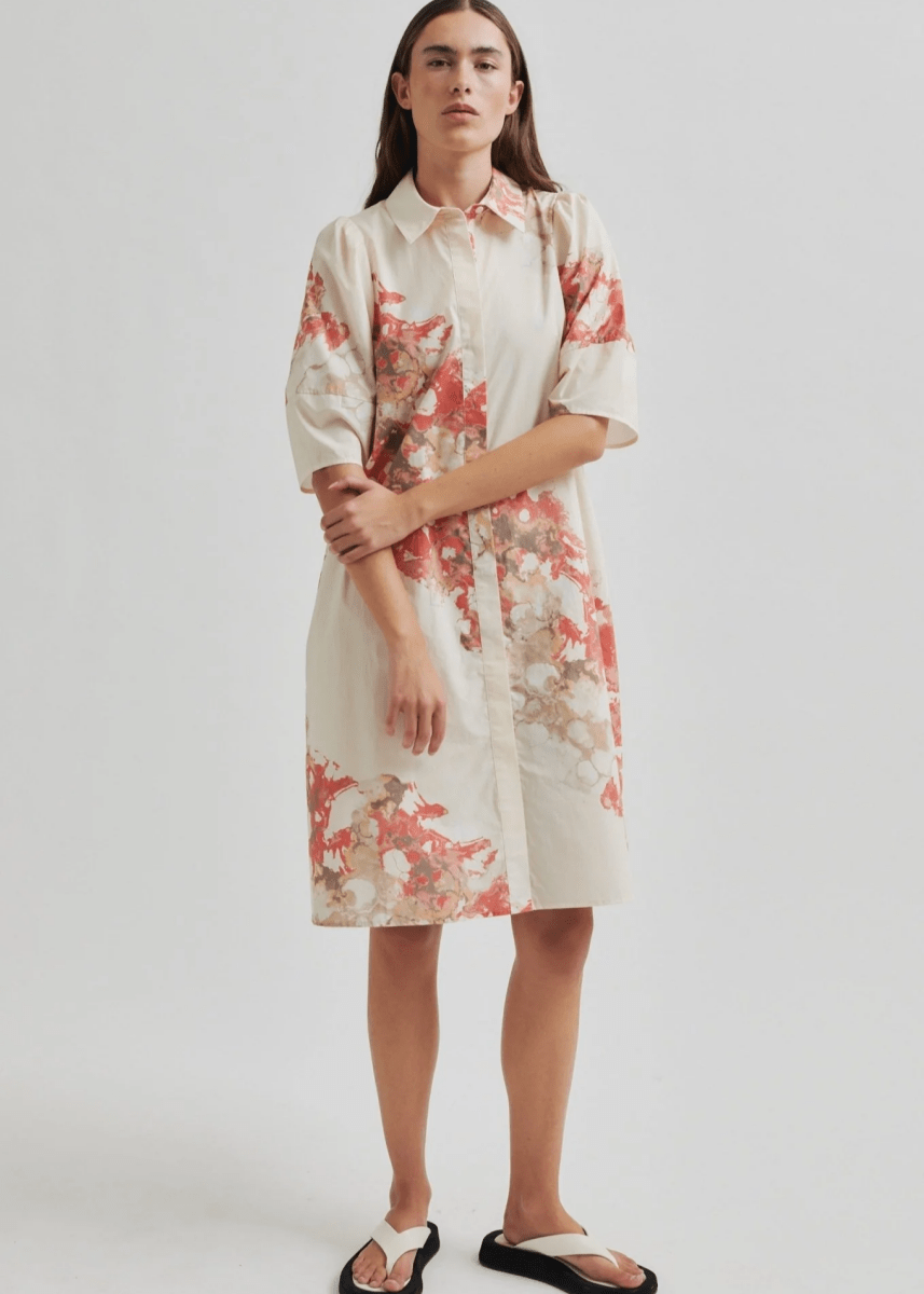 Sirmione Shirt Dress in Spiced Coral from SECOND FEMALE at Edito boutique