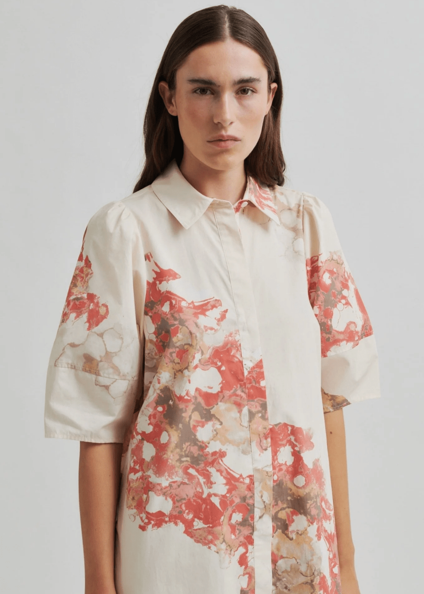Sirmione Shirt Dress in Spiced Coral from SECOND FEMALE at Edito boutique