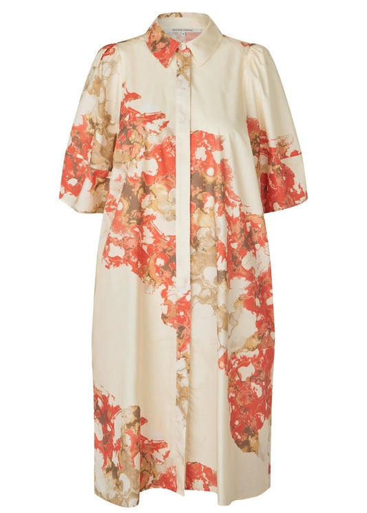 Sirmione Shirt Dress in Spiced Coral from SECOND FEMALE at Edito boutique