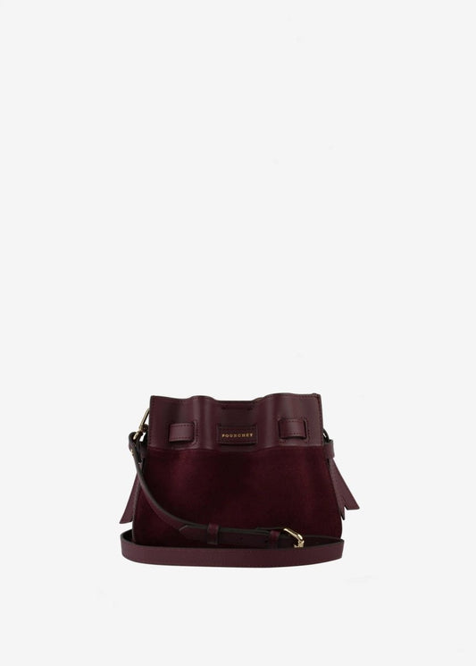 Small Blossom Suede Bag in Burgundy from POURCHET at Edito boutique