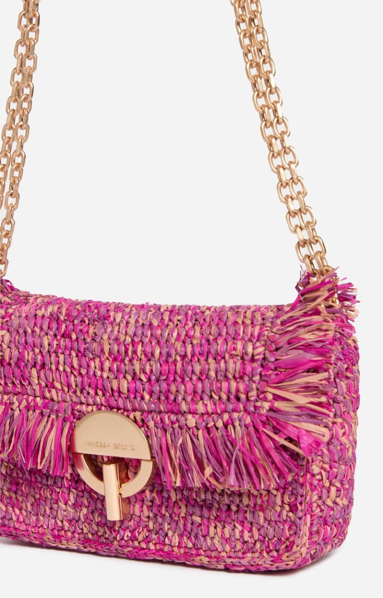 Small Moon Raffia Bag in Fushia from VANESSA BRUNO at Edito boutique