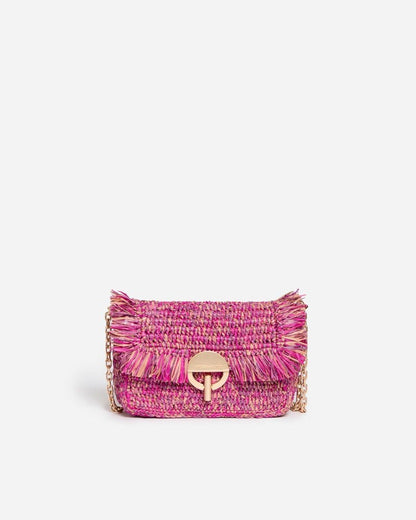 Small Moon Raffia Bag in Fushia from VANESSA BRUNO at Edito boutique