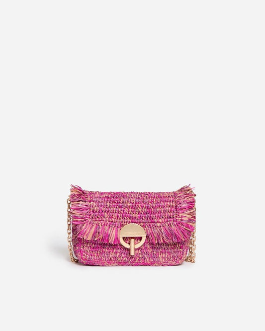 Small Moon Raffia Bag in Fushia from VANESSA BRUNO at Edito boutique