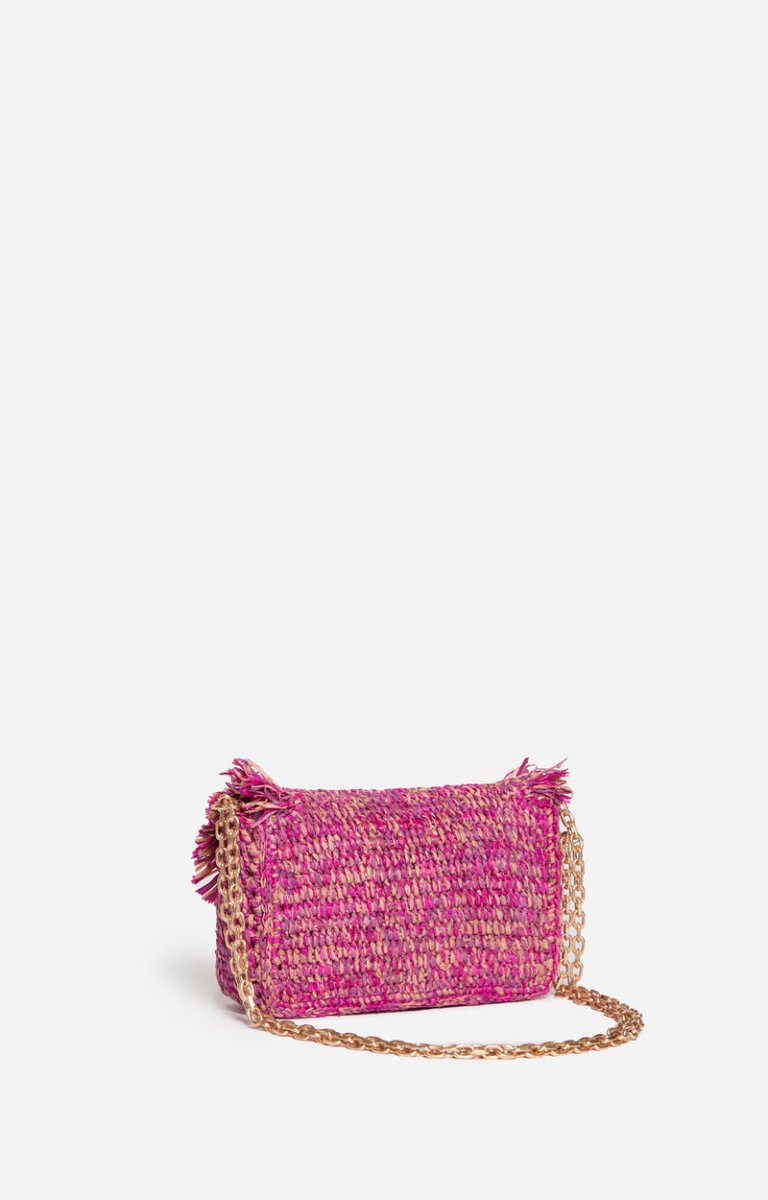 Small Moon Raffia Bag in Fushia from VANESSA BRUNO at Edito boutique