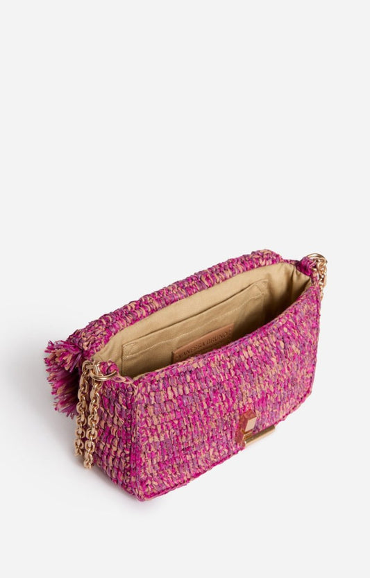 Small Moon Raffia Bag in Fushia from VANESSA BRUNO at Edito boutique
