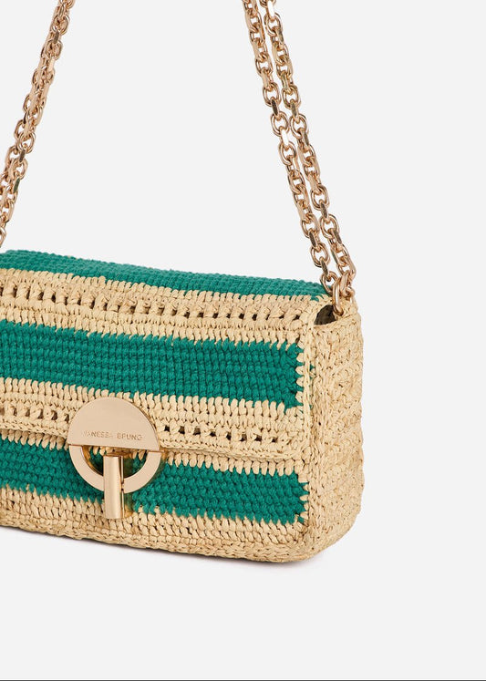 Small Raffia Moon Bag in Green from VANESSA BRUNO at Edito boutique